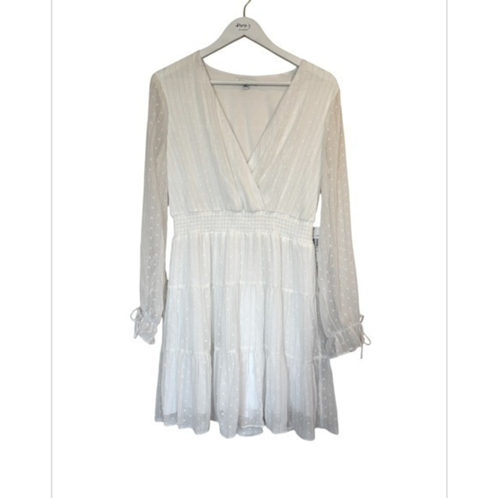 NWT City Vibe White Romantic Feminine  Pin Dot Fit & Flare Dress Size Large